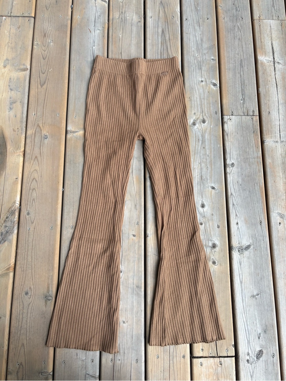 Vans Ribbed Flare Pants in Brown Stretch Knit